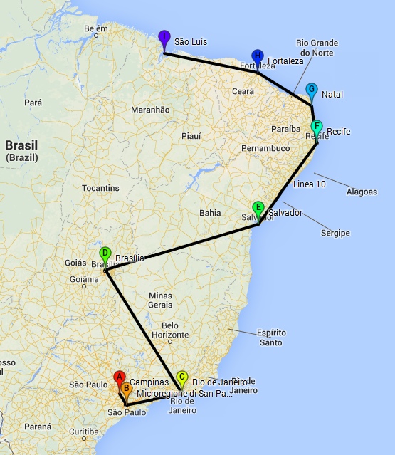 Itinerario grafico Brasile - 2011